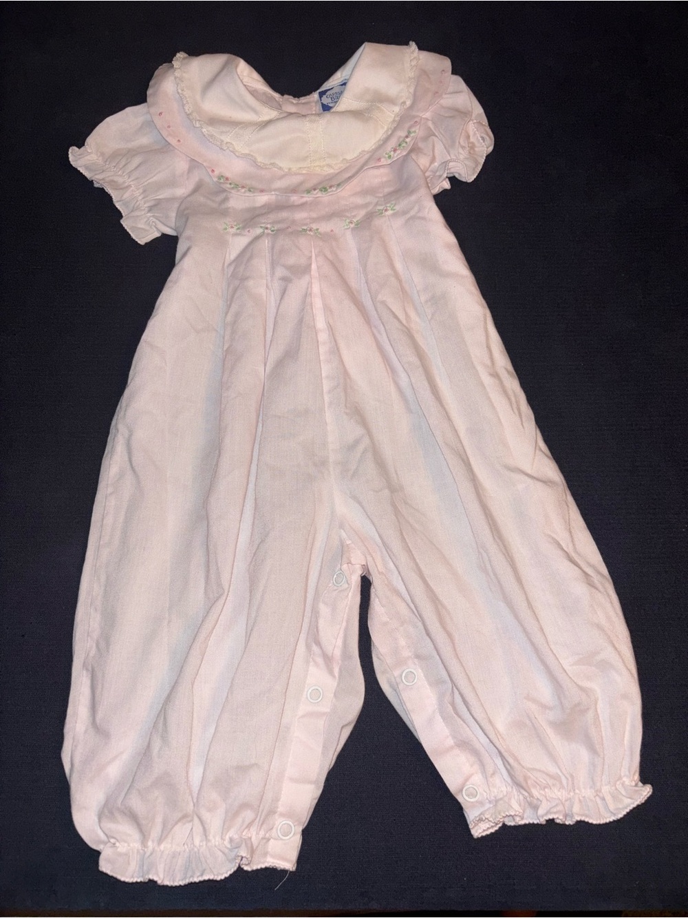 Carriage Boutique Light Pink Baby Romper with Smocked Detail